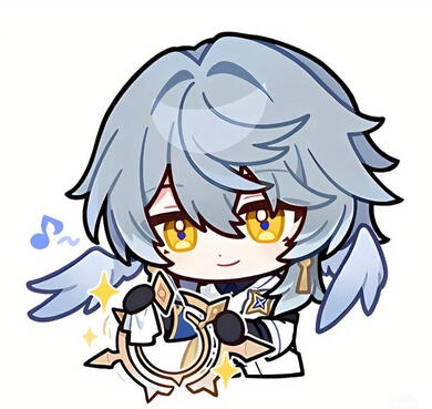 a small chibi of sunday from honkai star rail cleaning his halo